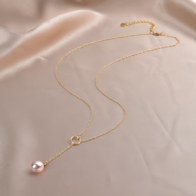 Exquisite Gold Plated Y-Shaped Pearl Drop Necklace