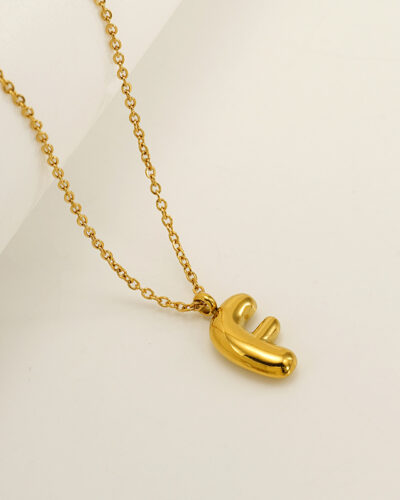 Minimalist 3D Solid A-Z Letter Gold Plated Necklace
