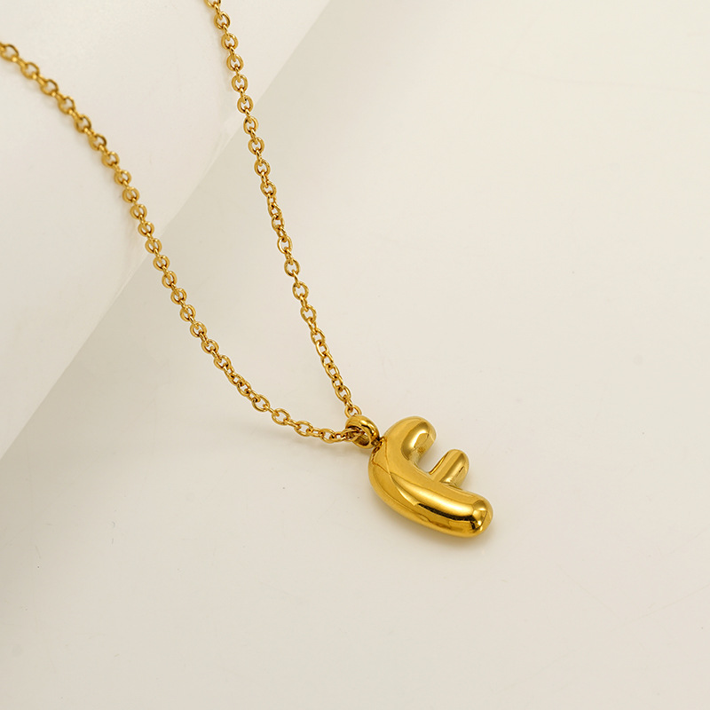 Minimalist 3D Solid A-Z Letter Gold Plated Necklace