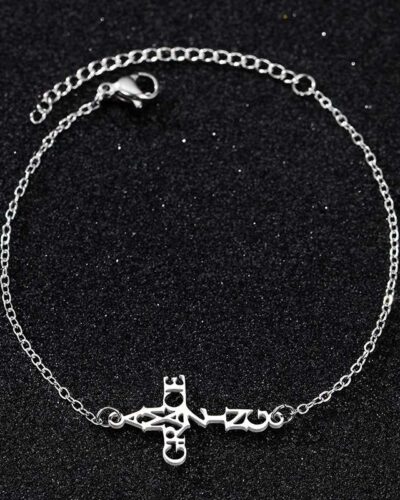 Alternativní pohled na Faith Alphabet Mens Stainless Steel Cross Bracelet
