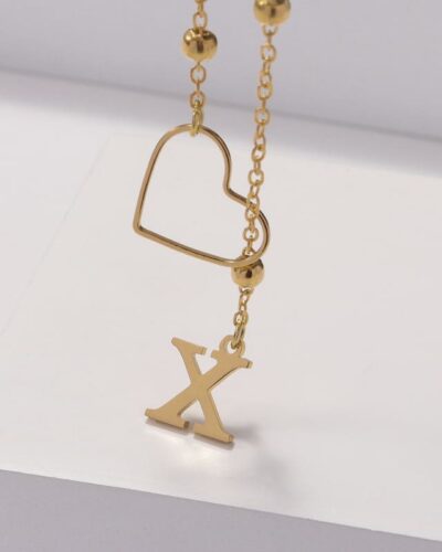Fashion 26 Letter Necklace Stainless Steel Heart Clasp