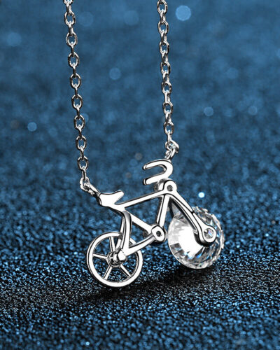 Fashion 925 Sterling Silver Bicycle Pendant Necklace 1