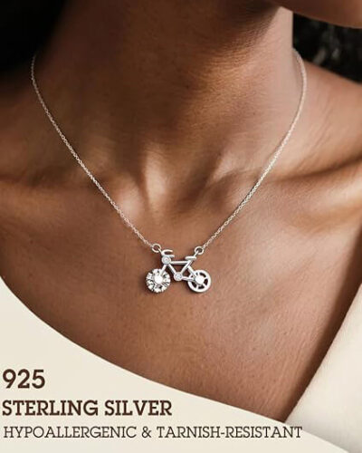 Fashion 925 Sterling Silver Bicycle Pendant Necklace 6