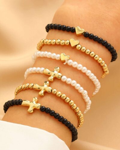 Fashion Alloy Cross Bracelet with Beads