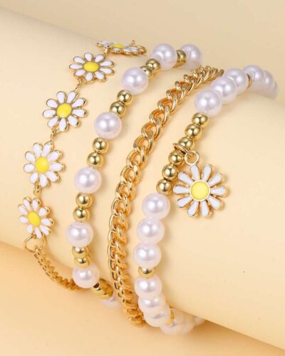 Fashion Bracelet Set with Daisy Design Wholesale