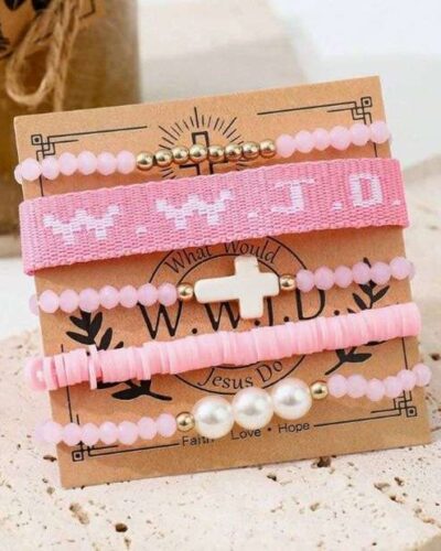 Alternativní pohled na Fashion Fabric Cross and Bead Bracelet