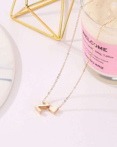 Fashion Heart Stainless Steel Initial Pendant Necklace for Women 30