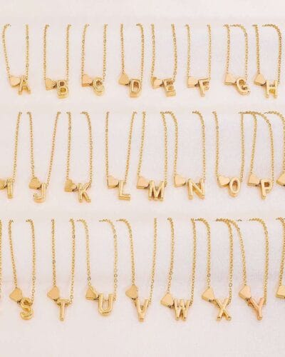 Fashion Heart Stainless Steel Initial Pendant Necklace for Women 32