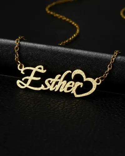 Fashion Matte Stainless Steel Custom Name Heart Necklace