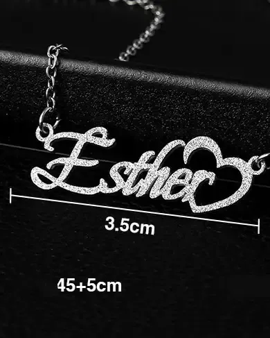 Fashion Matte Stainless Steel Custom Name Heart Necklace 3 390x487 1