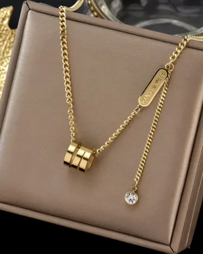 Fashion Stainless Steel Gold Spiral Pendant Necklace