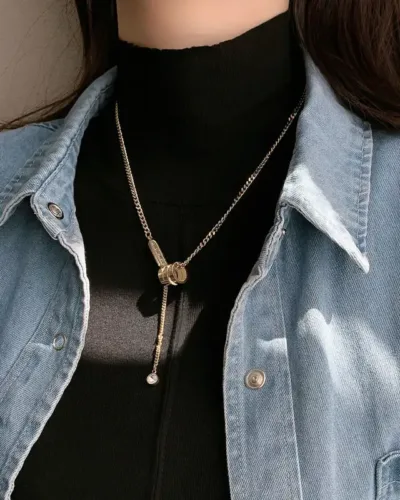 Alternativní pohled na Fashion Stainless Steel Gold Spiral Pendant Necklace