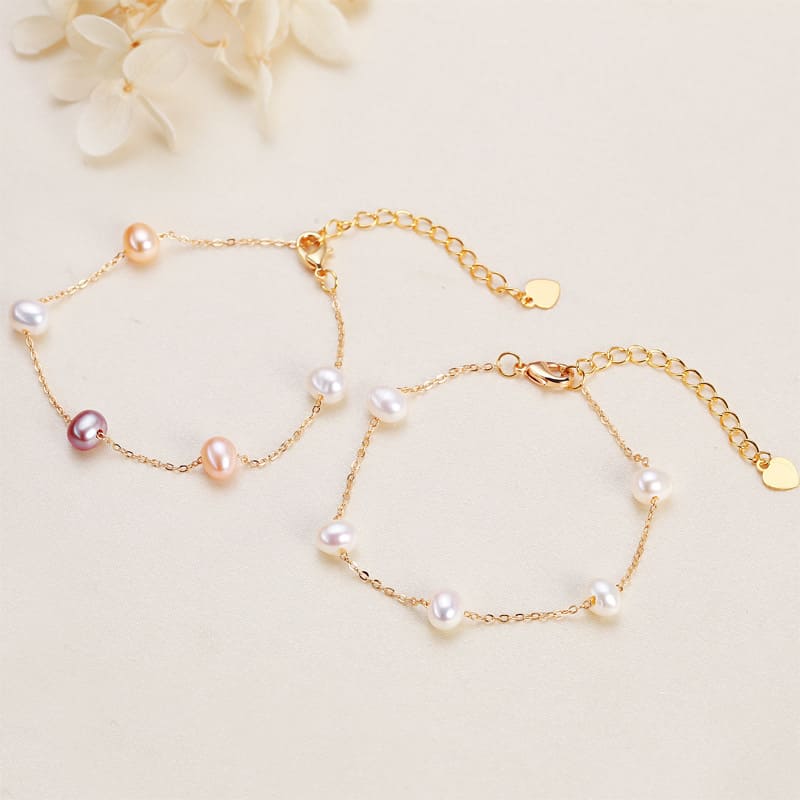 Fashionable 18K Gold Pearl Bracelet Wedding Engagement