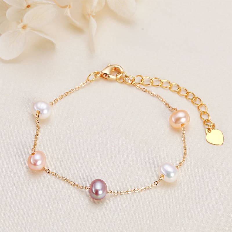 Fashionable 18K Gold Pearl Bracelet Wedding Engagement