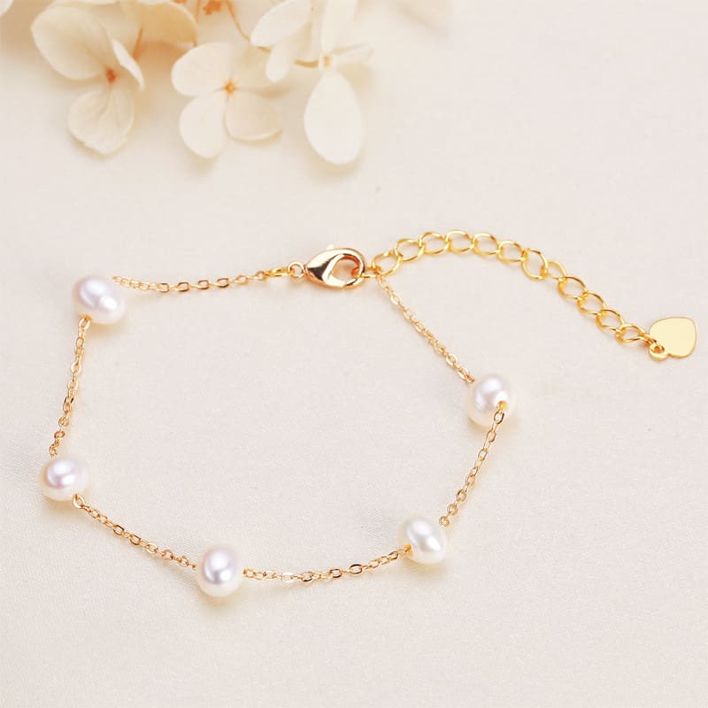 Fashionable 18K Gold Pearl Bracelet Wedding Engagement