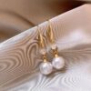 Fashionable Gold Pearl Drop Earrings for Daily Wear