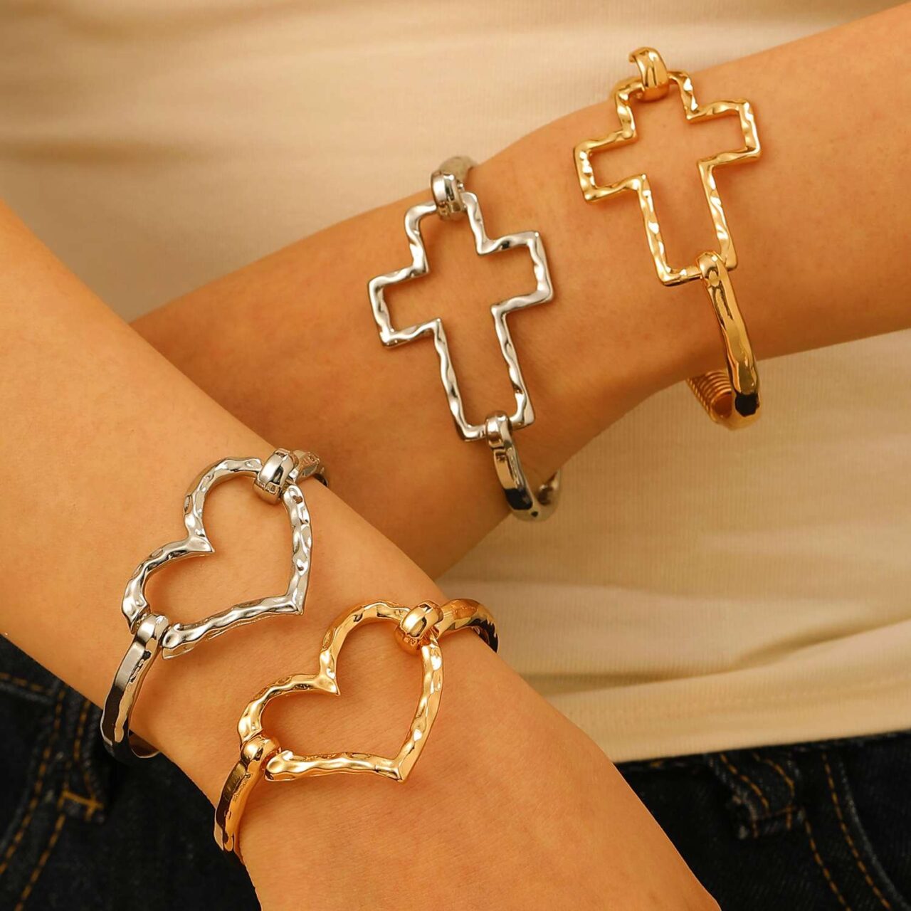 Alternative view of Fashionable Punk Gothic Style Alloy Cross Bracelet