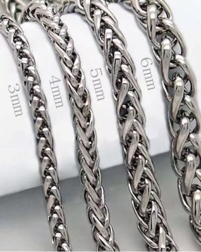 Fashionable Punk Stainless Steel Wheat Chain Necklace for Men