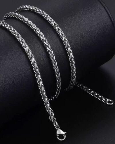 Fashionable Punk Stainless Steel Wheat Chain Necklace for Men
