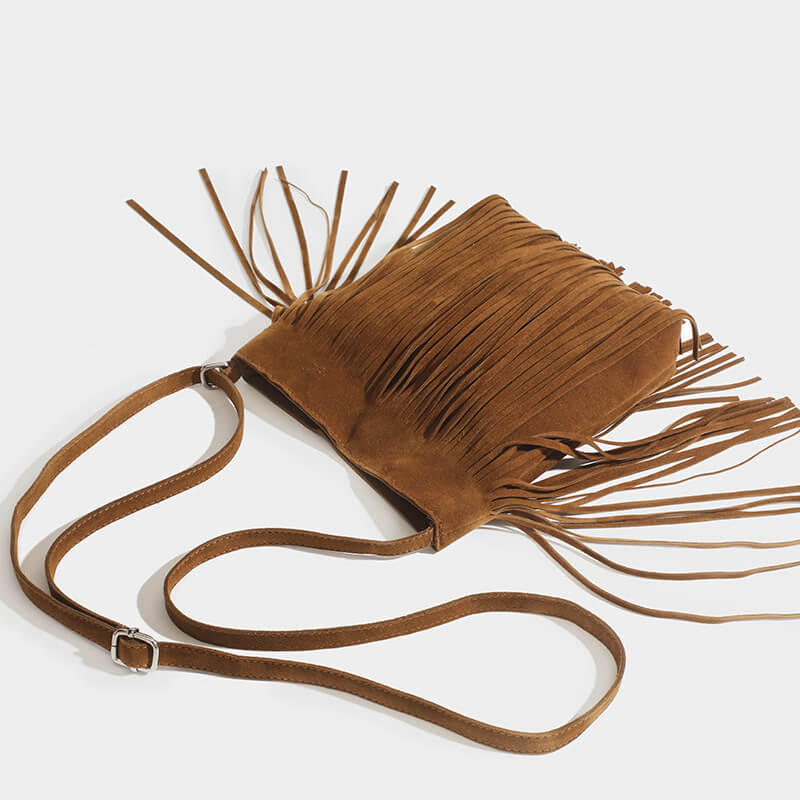 Suede Fringe Crossbody Bags Tassel Hobo Shoulder Bag - Image 5