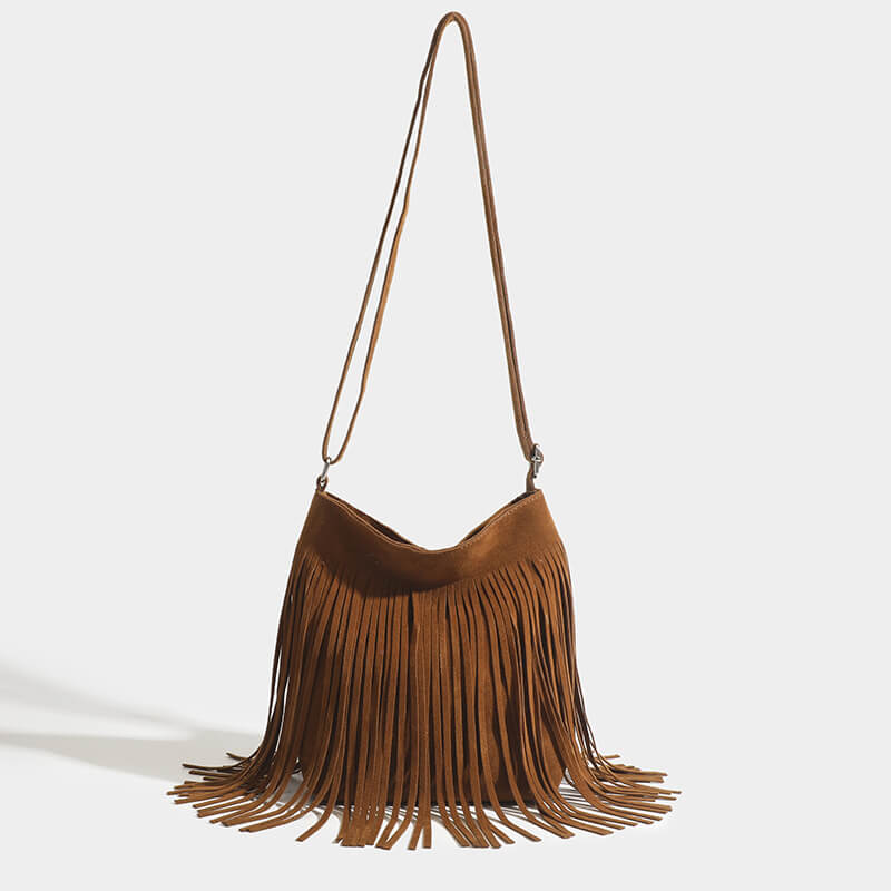Suede Fringe Crossbody Bags Tassel Hobo Shoulder Bag - Image 2