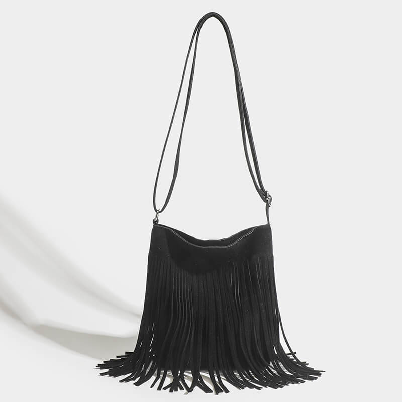 Suede Fringe Crossbody Bags Tassel Hobo Shoulder Bag - Image 3