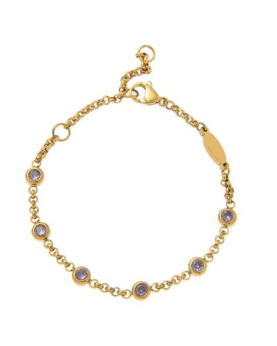 18K Gold Plated Colorful Zircon Bracelet with Birthstones