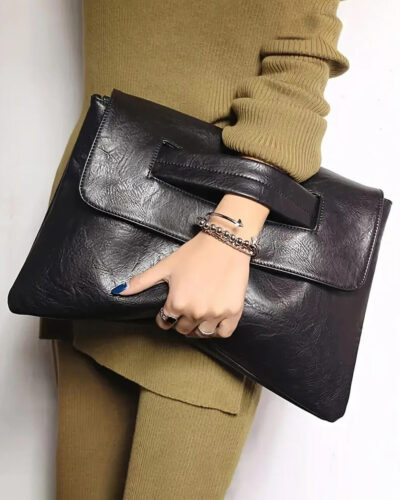 Female Leather Messenger Bag For Work Oversized Clutch Purse