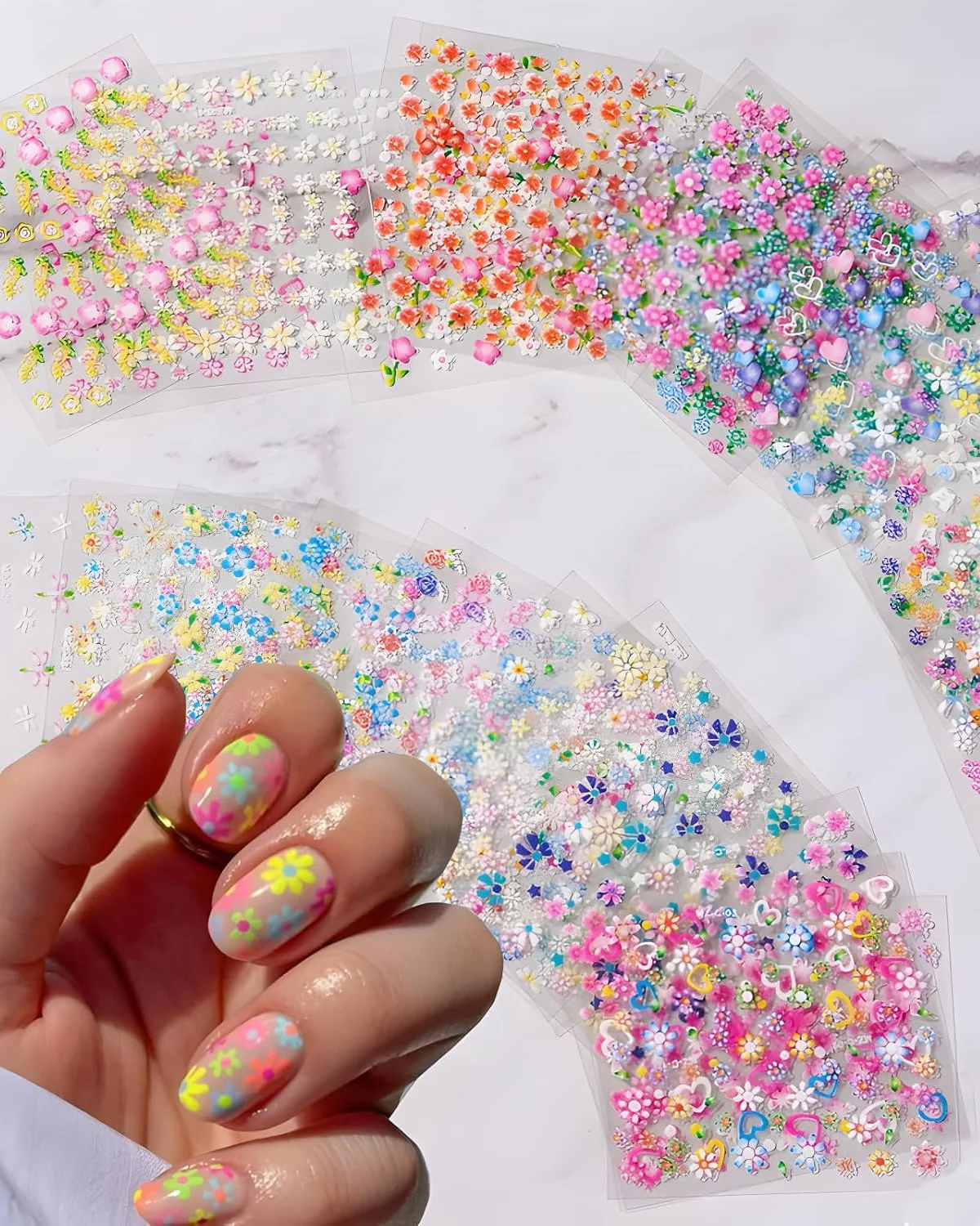 Colorful Cute Daisy Flower Nail Art Stickers Decals 30 Sheets