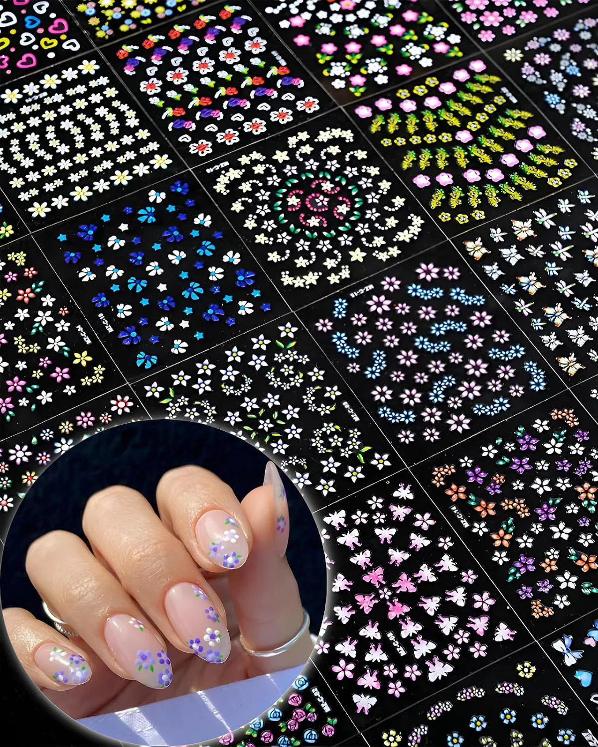 Colorful Cute Daisy Flower Nail Art Stickers Decals 30 Sheets - Image 2