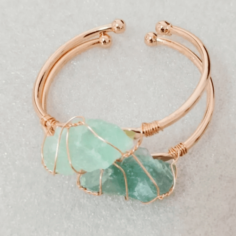 Raw Stone Open Bangle Crystal Bracelet for Women