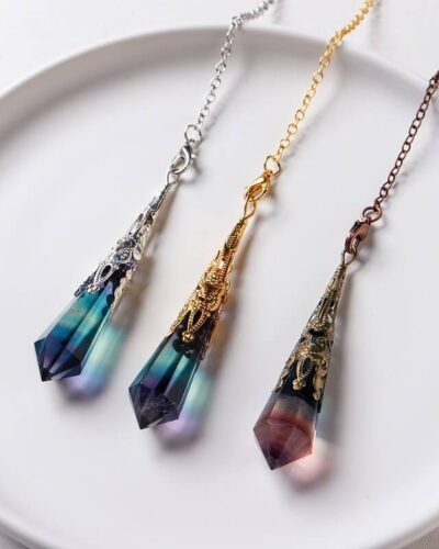 Healing Fluorite Crystal Protection Necklace Long Pendant