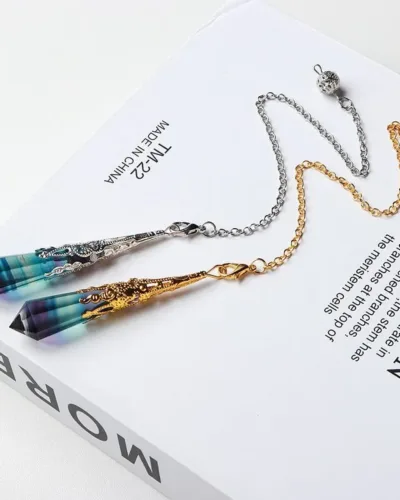 Fluorite Crystal Protection Necklace Long Pendant