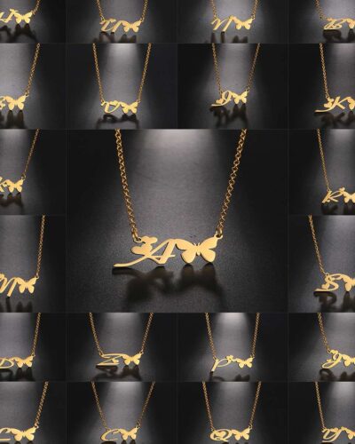 Fashion Butterfly Pendant Gold Heart Letter Necklace
