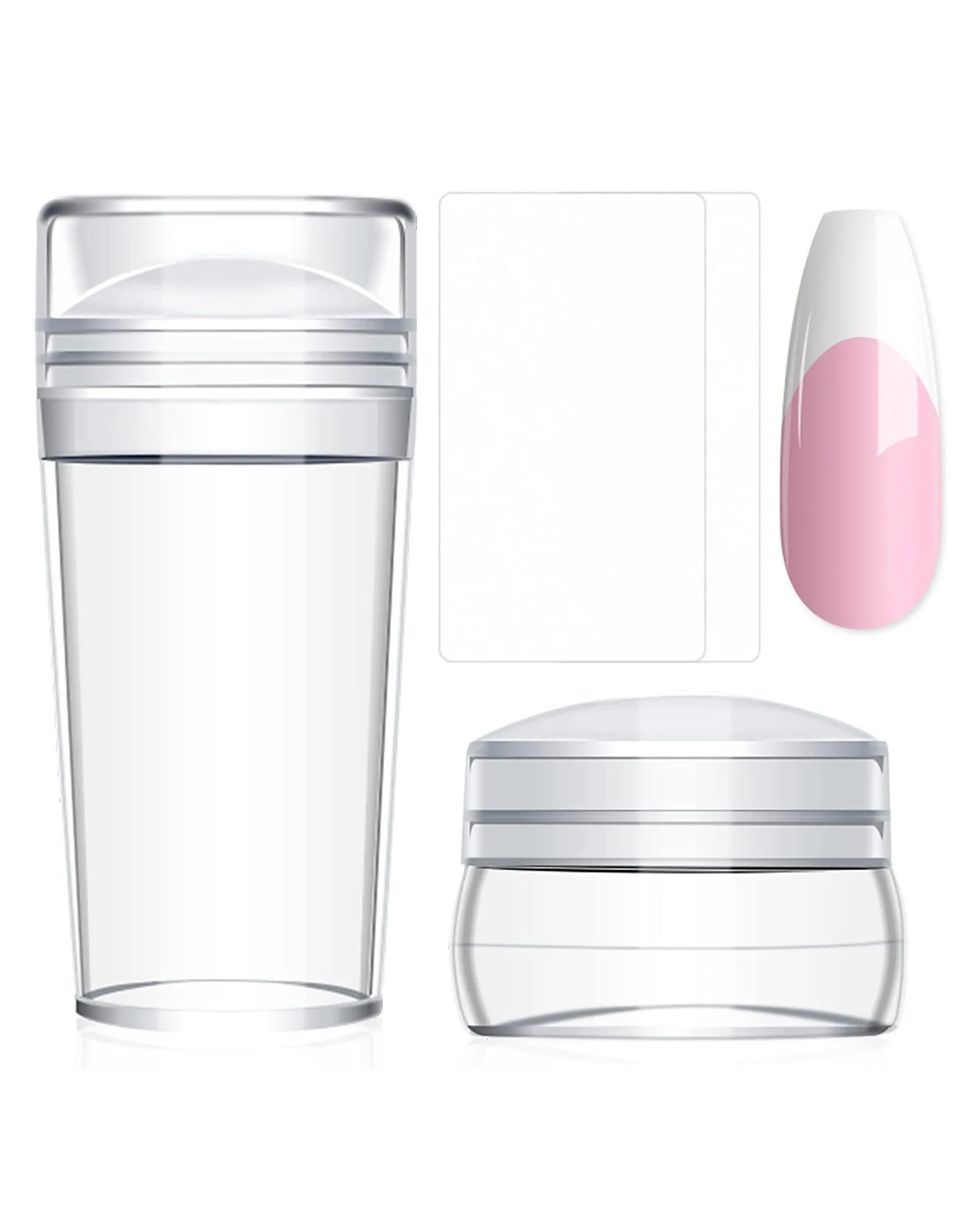French Tip Nail Stamp 4PCS Clear Nail Art Stamper Kit Home DIY Salon