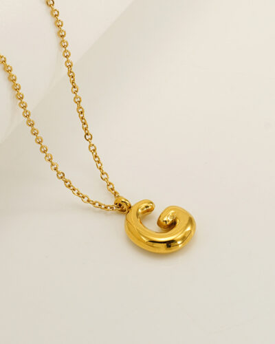 Minimalist 3D Solid A-Z Letter Gold Plated Necklace