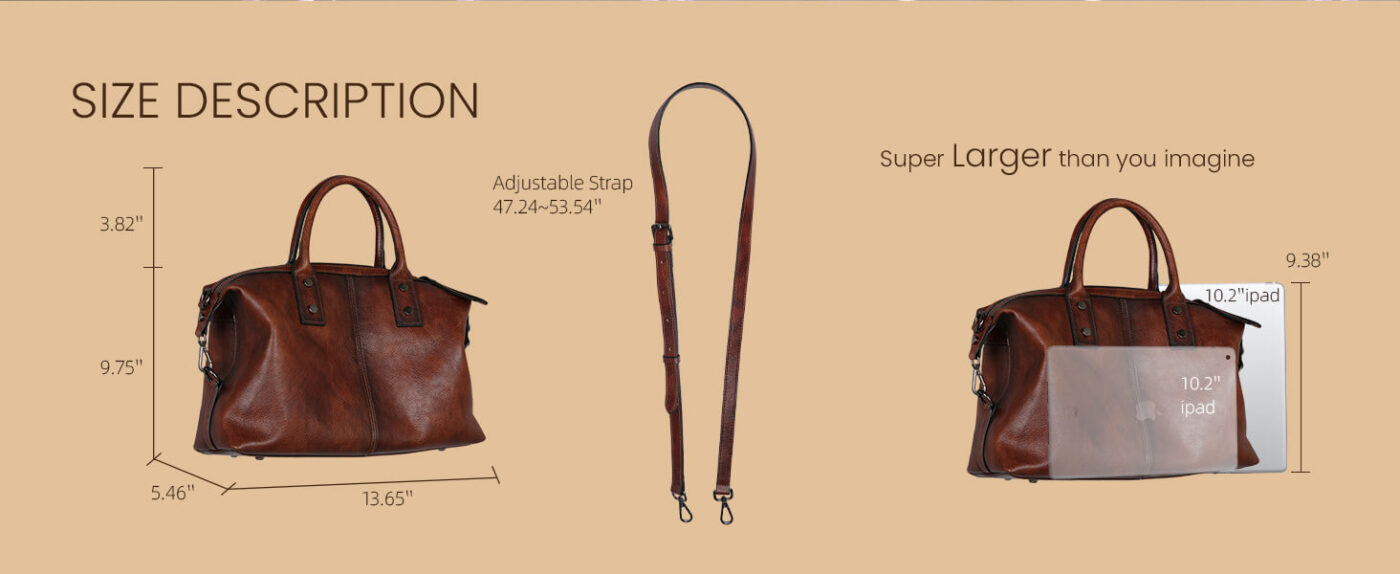 Genuine Leather Crossbody Bag Vintage Designer Satchel Tote Bag 2