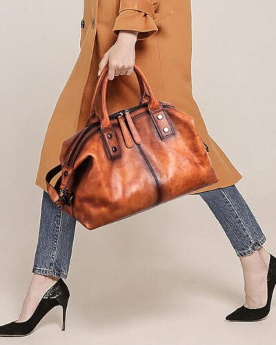 Genuine Leather Crossbody Bag Vintage Designer Satchel Tote Bag 3