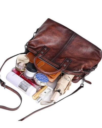 Genuine Leather Crossbody Bag Vintage Designer Satchel Tote Bag 8