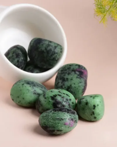 Geometric Green Ruby Zoisite Tumbling Stones