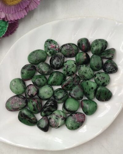 Geometric Green Ruby Zoisite Tumbling Stones