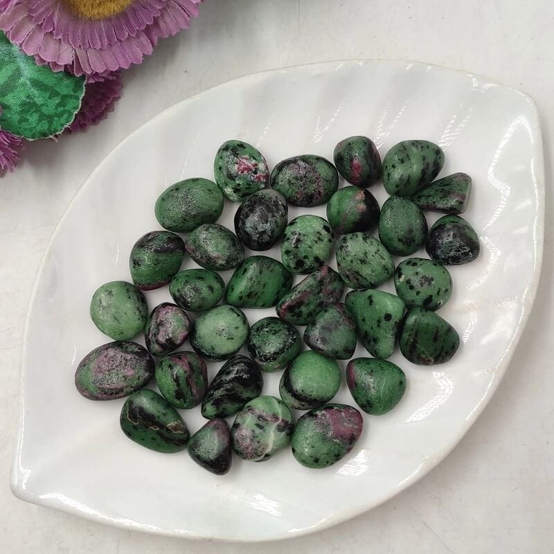 Geometric Green Ruby Zoisite Tumbling Stones