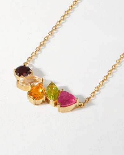 Asymmetrical Multi-Zircon Diamond Curved Necklace for Date