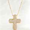 Gold Cubic Zirconia Bubble Cross Necklace Daily Wear