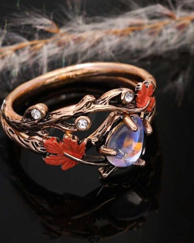Alternativní pohled na Gold Maple Leaf Vintage Ring Wholesale