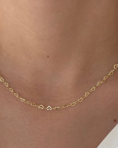 Gold Minimalist Hollow Heart Link Chain Necklace