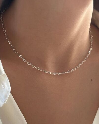 Gold Minimalist Hollow Heart Link Chain Necklace