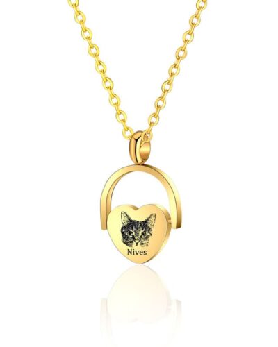 Custom Photo Necklace Heart Pendant Couple