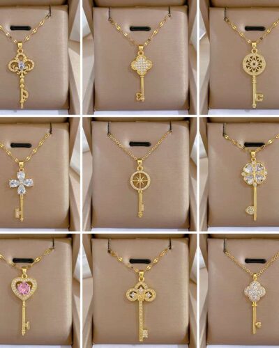 Gold Plated Necklace with Key Pendant Wholesale