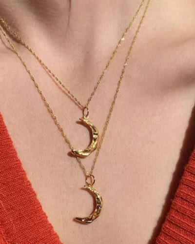 Gold-Plated Dainty Gold Crescent Moon Necklace for Her